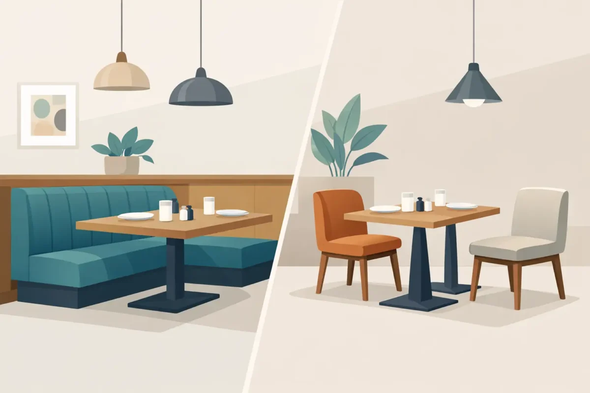 Ingebouwde bank versus losse stoelen voor horeca